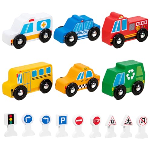 HoveeLuty Holzspielzeugautos und Straßenschilder, Babyspielzeug mit Verkehrsmotiv, leicht, umweltfreundlich, für Jungen und Mädchen, Kleinkinder. HoveeLuty Holzspielzeugautos und Straßenschilder, Babyspielzeug mit Verkehrsmotiv, leicht, umweltfreundlich, für Jungen und Mädchen, Kleinkinder. von HoveeLuty