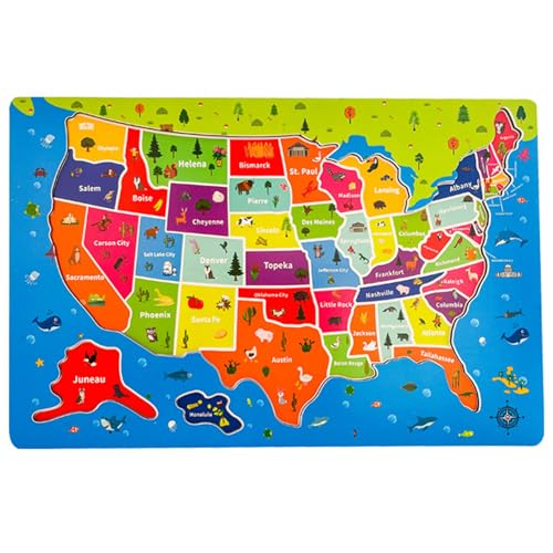 HoveeLuty Kinderpuzzle, 45-teiliges USA-Karten-Puzzle, magnetische Holzpuzzles für Kinder im Alter von 4–6 Jahren, Puzzles für Kinder, Puzzles für im Alter von 4–6 Jahren HoveeLuty Kinderpuzzle, 45-teiliges USA-Karten-Puzzle, magnetische Holzpuzzles für Kinder im Alter von 4–6 Jahren, Puzzles für Kinder, Puzzles für im Alter von 4–6 Jahren von HoveeLuty
