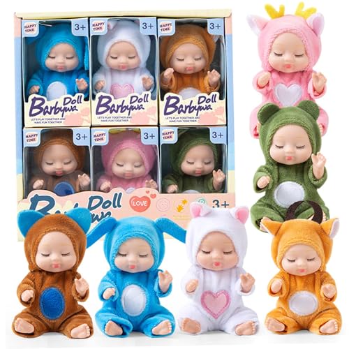 HoveeLuty Mini-Babypuppen, 6 Stück, 10 cm, winzige Babypuppe, bewegliche, realistische Babypuppe mit Tierkleidung, süße kleine für Kleinkinder, Mädchen, Kinder ab 3 Jahren, Geburtstagsgeschenke HoveeLuty Mini-Babypuppen, 6 Stück, 10 cm, winzige Babypuppe, bewegliche, realistische Babypuppe mit Tierkleidung, süße kleine für Kleinkinder, Mädchen, Kinder ab 3 Jahren, Geburtstagsgeschenke von HoveeLuty