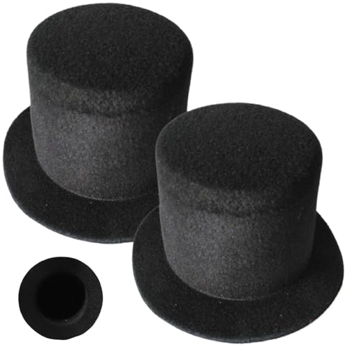 HoveeLuty Mini-Zylinder, 2 Stück, 5 x 3 Zoll, winziger Zylinder, schwarzer Stoff, Kleiner, DIY-freundliche Mini- zum Basteln, Puppenhüte, Haustierhüte, Weinflaschenverschlüsse, Kleiner Zyl von HoveeLuty