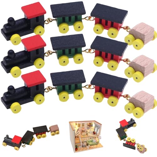 HoveeLuty Miniatur-Eisenbahn-Set, 3er-Set Simulation Puppenhaus Dampfzug, Natürliche Holz-Miniatur-Eisenbahn Puppenhaus-Miniaturen, Sichere - Rollenspielzeug Geschenke für Kinder Dampfzug HoveeLuty Miniatur-Eisenbahn-Set, 3er-Set Simulation Puppenhaus Dampfzug, Natürliche Holz-Miniatur-Eisenbahn Puppenhaus-Miniaturen, Sichere - Rollenspielzeug Geschenke für Kinder Dampfzug von HoveeLuty