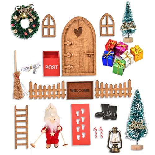 HoveeLuty Miniatur-Puppenhausmöbel 1:12, Feentür mit Dekorationen, weihnachtliche Miniaturmöbel für Puppenhausausstellung, Miniatur-Puppenhauszubehör, Miniaturhausbausatz, Puppenhausminiaturen von HoveeLuty