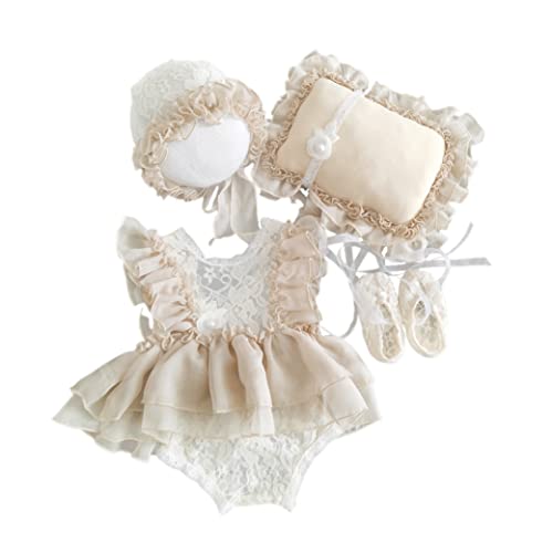 HoveeLuty Neugeborenen-Spitzen-Strampler, Baby-Mädchen-Fotografie-Requisiten mit Stirnband, Spitzenkostüm, Bodysuits, Outfit für 0–1 Monat, Stil 3, Neugeborenen-Fotografie-Requisiten, Fotograf von HoveeLuty