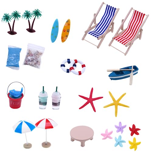 HoveeLuty Puppenhaus-Dekoration, Miniatur-Strandzubehör, Mini-Regenschirm, Palmenstuhl, Spielzeug, Sommer-Ozean-Kuchenaufsätze, 25-teiliges Strandkuchen-Dekorationsset, Miniatur-Ornament-Set, Stra HoveeLuty Puppenhaus-Dekoration, Miniatur-Strandzubehör, Mini-Regenschirm, Palmenstuhl, Spielzeug, Sommer-Ozean-Kuchenaufsätze, 25-teiliges Strandkuchen-Dekorationsset, Miniatur-Ornament-Set, Stra von HoveeLuty
