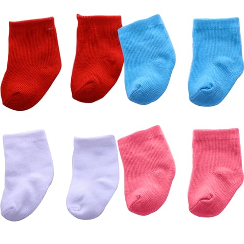 HoveeLuty Puppensocken, 4 Paar Puppensocken, Minisocken Babykleidung, Puppenaccessoires für 18 Zoll Babypuppen 18 Zoll Puppenaccessoires Puppenschuhe von HoveeLuty