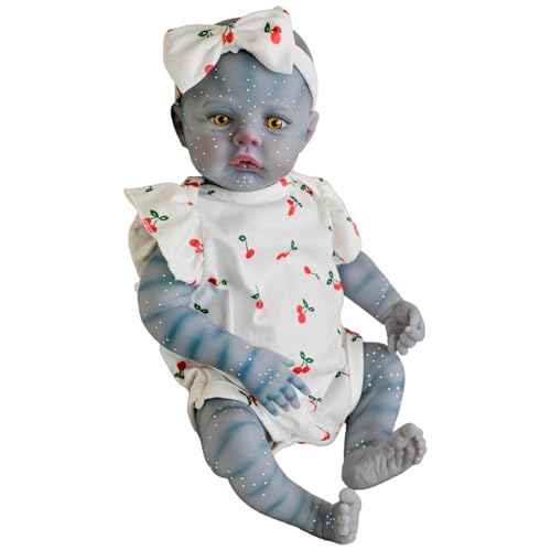 HoveeLuty Realistische Babypuppe, 18 Zoll, Ganzkörper-Mädchen-Babypuppe, trägt Kleidung mit Kirschmuster, Blaue Haut, lebensechtes Silikon-Kinderspielzeug, 18 Zoll, weiche, Ganzkörper- HoveeLuty Realistische Babypuppe, 18 Zoll, Ganzkörper-Mädchen-Babypuppe, trägt Kleidung mit Kirschmuster, Blaue Haut, lebensechtes Silikon-Kinderspielzeug, 18 Zoll, weiche, Ganzkörper- von HoveeLuty