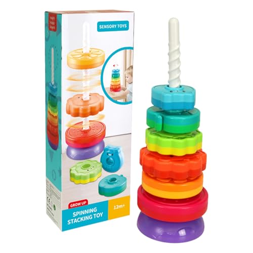 HoveeLuty Stapelringe, Drehspielzeug, 36, 8 x 13, 5 cm, Regenbogen-Stapelringe für Babys, frühes pädagogisches Lernspielzeug, Drehspielzeug aus Kunststoff für Mädchen und Jungen ab 6 Monaten, Baby- HoveeLuty Stapelringe, Drehspielzeug, 36, 8 x 13, 5 cm, Regenbogen-Stapelringe für Babys, frühes pädagogisches Lernspielzeug, Drehspielzeug aus Kunststoff für Mädchen und Jungen ab 6 Monaten, Baby- von HoveeLuty