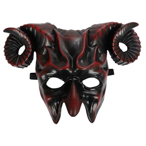 HoveeLuty Teufelsmaske, gruselige 3D-Halbgesichts-Horn-Ziegenmaske, Monster-Dämon-Halloween-Kostüm für Ostern, Halloween, Cosplay-Party, Maske, Ziegenmaske, Dämonenmaske, Halbmaske HoveeLuty Teufelsmaske, gruselige 3D-Halbgesichts-Horn-Ziegenmaske, Monster-Dämon-Halloween-Kostüm für Ostern, Halloween, Cosplay-Party, Maske, Ziegenmaske, Dämonenmaske, Halbmaske von HoveeLuty