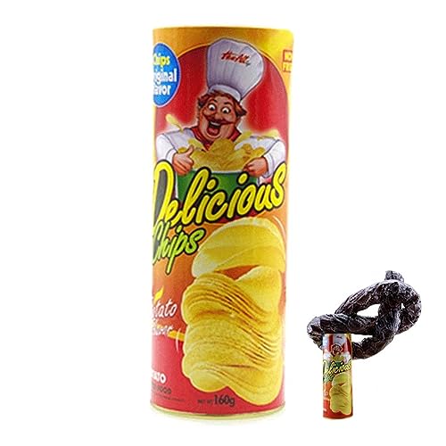 HoveeLuty Tricky Toys Kartoffelchip-Schlange kann springen, falsche Schlange, Scherz, Streich, Narrentag-Spielzeug, Halloween-Spielzeug (zufällige Farbe), Kartoffelchip-, Narrentag- von HoveeLuty