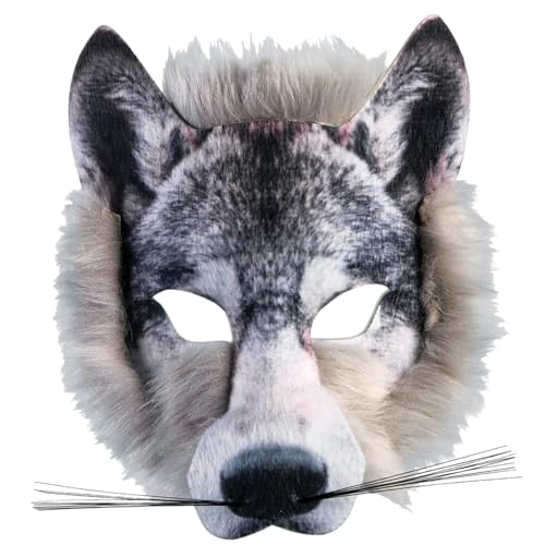 HoveeLuty Wolfsmaske, Halbgesichts-Tiermaske mit elastischem Riemen, pelzige Therian-Maske, 8, 3 x 6, 7 x 3, 2 Zoll, lustige Cosplay-Kostümmaske für Maskenpartys, Therian-Maske, pelzige HoveeLuty Wolfsmaske, Halbgesichts-Tiermaske mit elastischem Riemen, pelzige Therian-Maske, 8, 3 x 6, 7 x 3, 2 Zoll, lustige Cosplay-Kostümmaske für Maskenpartys, Therian-Maske, pelzige von HoveeLuty