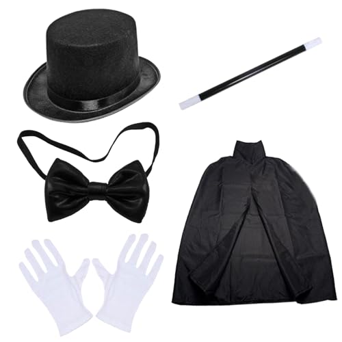 HoveeLuty Zaubererkostüm für Kinder, Rollenspiel-Zauberer-Set inklusive Hut, Handschuhen, Zauberstab, Krawatte und Umhang, Kinderkostüme für Halloween, Partys, Bühnenkostüme für Kinder, Kinderkostüme von HoveeLuty