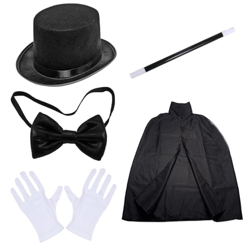 HoveeLuty Zaubererkostüm für Kinder, Rollenspiel-Zauberer-Set inklusive Hut, Handschuhen, Zauberstab, Krawatte und Umhang, Kinderkostüme für Halloween, Partys und Bühnenkostüme für Kinder HoveeLuty Zaubererkostüm für Kinder, Rollenspiel-Zauberer-Set inklusive Hut, Handschuhen, Zauberstab, Krawatte und Umhang, Kinderkostüme für Halloween, Partys und Bühnenkostüme für Kinder von HoveeLuty