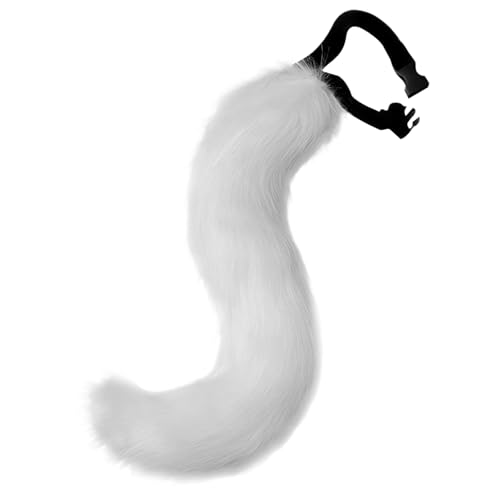 Künstlicher Fuchsschwanz, 50, 8 cm, pelziger Schwanz, realistischer Kunstpelzschwanz mit verstellbarem Hüftgurt, integriertem Rahmen, dekorativer Therian-Schwanz für Cosplay, Halloween, weißer Kun Künstlicher Fuchsschwanz, 50, 8 cm, pelziger Schwanz, realistischer Kunstpelzschwanz mit verstellbarem Hüftgurt, integriertem Rahmen, dekorativer Therian-Schwanz für Cosplay, Halloween, weißer Kun von HoveeLuty