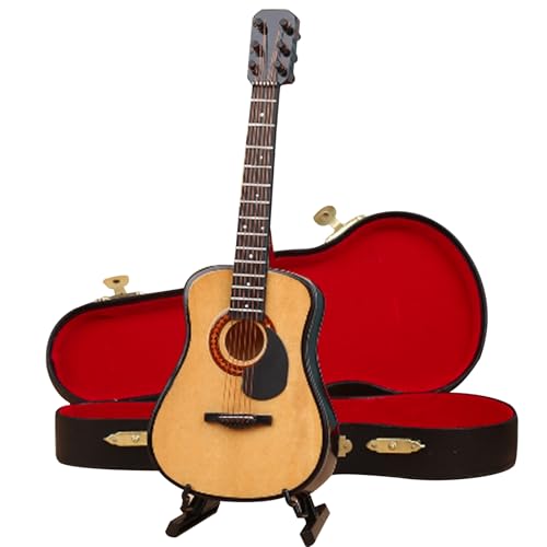 Mini-Gitarre, 3, 9 Zoll kleine Gitarre, Miniaturgitarre aus Holz mit Ständer und Koffer, Sammler-Spielzeuggitarre für Puppenhaus-Heimdekoration, Stil 1, kleine , Spielzeuggitarre Mini-Gitarre, 3, 9 Zoll kleine Gitarre, Miniaturgitarre aus Holz mit Ständer und Koffer, Sammler-Spielzeuggitarre für Puppenhaus-Heimdekoration, Stil 1, kleine , Spielzeuggitarre von HoveeLuty