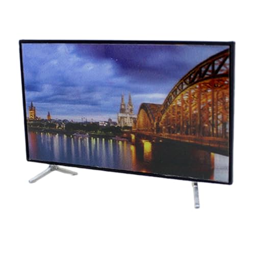 Mini-TV-Spielzeug, Puppenhausmöbel, Spielzeugfernseher im Maßstab 1:12, lebensechter Puppenhausfernseher, 3, 3 x 1, 8 Zoll Miniaturmöbelzubehör für Heimwerker, Puppenhausfernseher, Miniatur-Puppenha von HoveeLuty