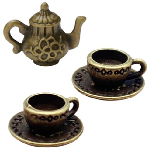 Miniatur-Teeservice im Maßstab 1/12, Vintage, realistisches Mini-Teeservice mit Teekannen und Teetassen, einfaches, zartes, kleines Teetassen-Set aus Legierung für Puppenhaus-Küchenzubehör, Mini-Teeta Miniatur-Teeservice im Maßstab 1/12, Vintage, realistisches Mini-Teeservice mit Teekannen und Teetassen, einfaches, zartes, kleines Teetassen-Set aus Legierung für Puppenhaus-Küchenzubehör, Mini-Teeta von HoveeLuty