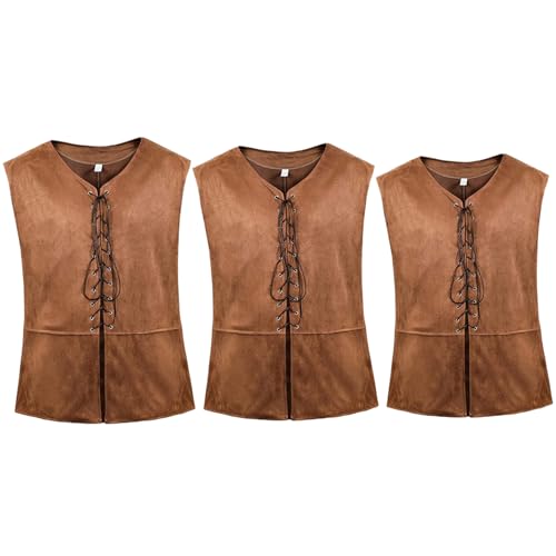 Mittelalter Weste Dunkelbraun Retro Wikinger Renaissance Weste Herren Gothic Steampunk Piratenkostüm Herren für Halloween Cosplay, S Renaissance Steampunk Mittelalter Wikinge Mittelalter Weste Dunkelbraun Retro Wikinger Renaissance Weste Herren Gothic Steampunk Piratenkostüm Herren für Halloween Cosplay, S Renaissance Steampunk Mittelalter Wikinge von HoveeLuty
