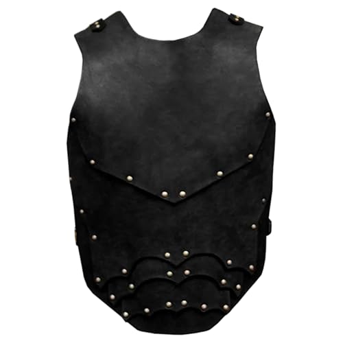 Mittelalterliche Kostüme für Herren, PU-Lederrüstung, verstellbare Brustpanzerung, Brustplattenpanzerung für Wikinger-Krieger, Schwarze Retro-Ritter-Körperpanzerung für LARP, Halloween, Cosplay-P von HoveeLuty