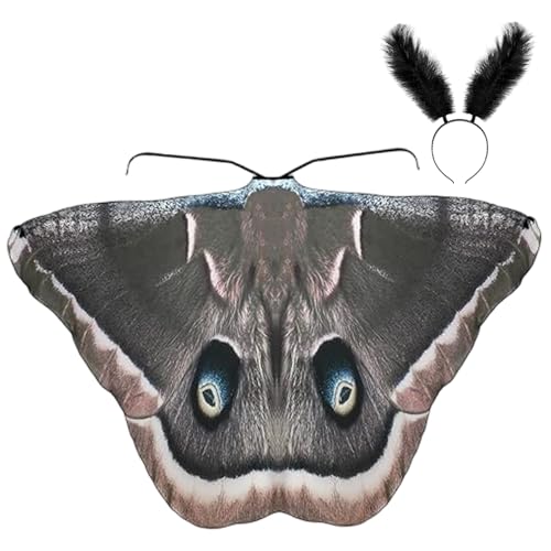 Mottenkostüm, Halloween-Schmetterlingsflügel mit Federn, Stirnband, beidseitig bedruckt, Mottenflügel-Umhang für Halloween oder Kostümparty, Schmetterlingsflügel, Mottenflügel, Schmetterlingskostü Mottenkostüm, Halloween-Schmetterlingsflügel mit Federn, Stirnband, beidseitig bedruckt, Mottenflügel-Umhang für Halloween oder Kostümparty, Schmetterlingsflügel, Mottenflügel, Schmetterlingskostü von HoveeLuty
