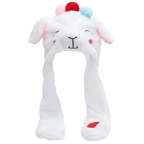 Mütze mit beweglichen Ohren, niedliche Schaf-Tiermütze mit beweglichen Ohren, weicher Plüsch, lustige Mütze mit Pfoten für Unisex-Winter-Weihnachtsgeburtstagsgeschenke, weiße Mütze mit beweglichen Ohr Mütze mit beweglichen Ohren, niedliche Schaf-Tiermütze mit beweglichen Ohren, weicher Plüsch, lustige Mütze mit Pfoten für Unisex-Winter-Weihnachtsgeburtstagsgeschenke, weiße Mütze mit beweglichen Ohr von HoveeLuty