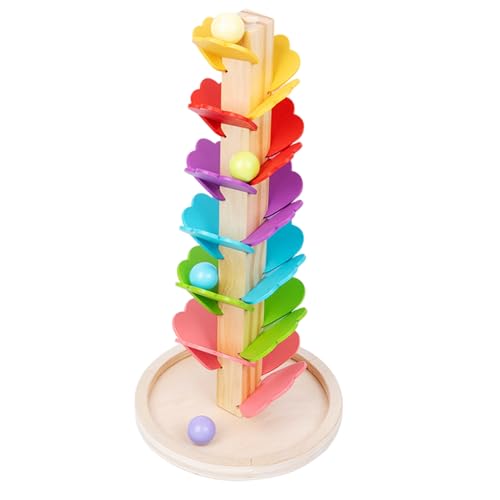 Murmelbahn aus Holz, Musikbaum, Montessori-Ball-Fall-Spielzeug, pädagogisches Kugelbahn-Lernspiel, Farbsortierspielzeug für 4–8-jährige Jungen und Mädchen, Geburtstags-Murmelbahnen für Kinder von von HoveeLuty