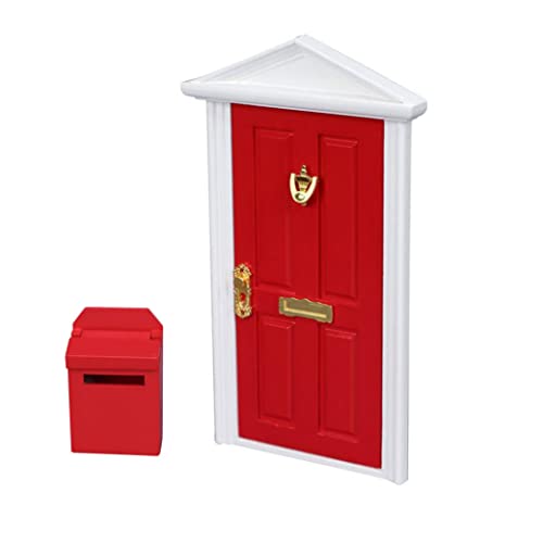 Puppenhausmöbel, Puppenhaustür und Mini-Briefkasten, Maßstab 1:12, Holzpuppenhausmöbel, Tür, Heimminiaturmöbel, Briefkastendekorationen für DIY-Szene, Stil 2, Möbelzubehör für Puppen von HoveeLuty