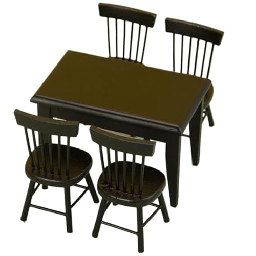 Puppenhausmöbel-Set aus Holz, 5-teilig/Set, Puppenhausmöbel im Maßstab 1:12, inklusive 1 Puppenhausstuhl und 4 Puppenhaustischen, DIY-Miniatur- für das Esszimmer des Puppenhauses Puppenhausmöbel-Set aus Holz, 5-teilig/Set, Puppenhausmöbel im Maßstab 1:12, inklusive 1 Puppenhausstuhl und 4 Puppenhaustischen, DIY-Miniatur- für das Esszimmer des Puppenhauses von HoveeLuty