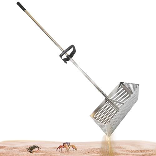 Sandflohharke, Strandsandsieb aus Edelstahl mit 15,8-Zoll-Haifischzahn-Breitkorb, abnehmbarer Sandrechen mit langem Griff für Strandsandflohrechen für Strandsandrechen Sandrechen für Strandsand S Sandflohharke, Strandsandsieb aus Edelstahl mit 15,8-Zoll-Haifischzahn-Breitkorb, abnehmbarer Sandrechen mit langem Griff für Strandsandflohrechen für Strandsandrechen Sandrechen für Strandsand S von HoveeLuty