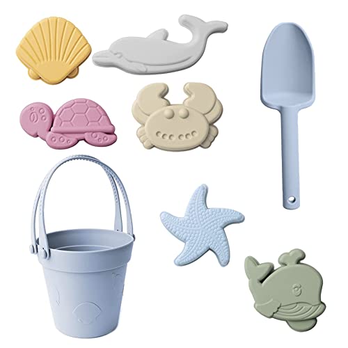 Sandkastenspielzeug für Kinder, Sandspielzeug-Set für den Sommer, Kinder-Strandeimer und Schaufel, Spielzeug-Set, sicheres Silikon, Eltern-Kind-Spielzeug, Sandkasten-Grabwerkzeuge für draußen, 8 S von HoveeLuty