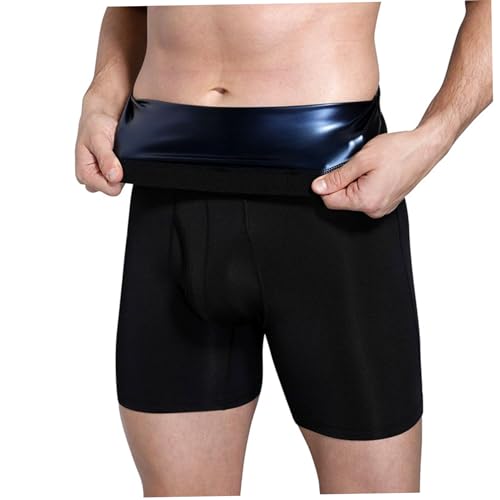 Saunashorts für Herren, elastische Polyester-Saunahose für Herren mit PU-Wärmespeicherfolie, Saunashorts mit hoher Taille und schneller Schweißkompression zum Laufen, Radfahren, Fitnessstudio, XL Saunashorts für Herren, elastische Polyester-Saunahose für Herren mit PU-Wärmespeicherfolie, Saunashorts mit hoher Taille und schneller Schweißkompression zum Laufen, Radfahren, Fitnessstudio, XL von HoveeLuty