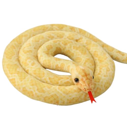 Schlangen-Plüschtier für Halloween, 199,9 cm, Simulations-Schlangenplüsch mit ausgestreckter Zunge, mit Baumwolle gefüllte Plüschschlange für Party-Streich, gelbe Schlangen-Plüsch-Plüschschlange, Plüs Schlangen-Plüschtier für Halloween, 199,9 cm, Simulations-Schlangenplüsch mit ausgestreckter Zunge, mit Baumwolle gefüllte Plüschschlange für Party-Streich, gelbe Schlangen-Plüsch-Plüschschlange, Plüs von HoveeLuty