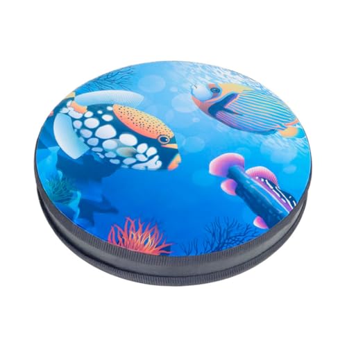 Seetrommel, Handtrommel, Ozeanwellen-Perlentrommel, Schlagspielzeug mit Fischpatton für Kinder, Babyblau, 33 cm, Wellenperlentrommel, Kinder-Schlagspielzeug, Handtrommel von HoveeLuty