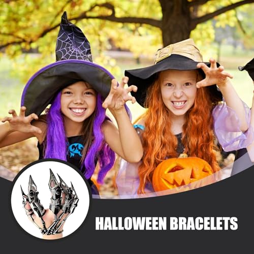 Skelett-Handarmband mit 5 Vollfingerringen, Punk-Gothic-Schmuck mit beweglichem Gelenk, plattierte Legierung, Halloween-Schmuck für Cosplay, Party, Kostüm, Schwarze Vollfingerringe, Gothic-Schmuc Skelett-Handarmband mit 5 Vollfingerringen, Punk-Gothic-Schmuck mit beweglichem Gelenk, plattierte Legierung, Halloween-Schmuck für Cosplay, Party, Kostüm, Schwarze Vollfingerringe, Gothic-Schmuc von HoveeLuty