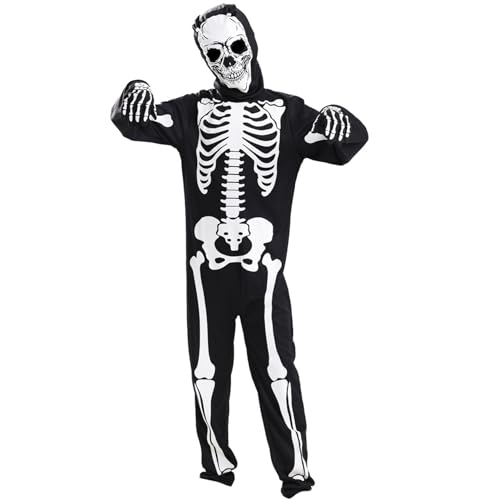 Skelettkostüm für Kinder, leuchtet im Dunkeln, Ganzkörper-Kostüm mit langen Ärmeln, Kleinkind-Skelettkostüm mit Handschuhen, gruselige Halloween-Kostüme für Jungen und Mädchen, L, Halloween-Kostüm Skelettkostüm für Kinder, leuchtet im Dunkeln, Ganzkörper-Kostüm mit langen Ärmeln, Kleinkind-Skelettkostüm mit Handschuhen, gruselige Halloween-Kostüme für Jungen und Mädchen, L, Halloween-Kostüm von HoveeLuty