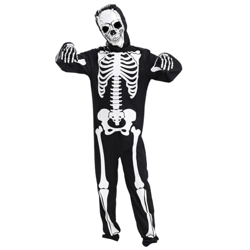 Skelettkostüm für Kinder, leuchtet im Dunkeln, Ganzkörper-Kostüm mit langen Ärmeln, Kleinkind-Skelettkostüm mit Handschuhen, gruselige Halloween-Kostüme für Jungen und Mädchen, XL, Halloween-Kostü Skelettkostüm für Kinder, leuchtet im Dunkeln, Ganzkörper-Kostüm mit langen Ärmeln, Kleinkind-Skelettkostüm mit Handschuhen, gruselige Halloween-Kostüme für Jungen und Mädchen, XL, Halloween-Kostü von HoveeLuty