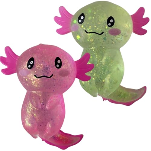 Stress-Spielzeug, 2 Stück, glitzerndes Axolotl-Quetschspielzeug, Bezauberndes Axolotl-Spielzeug, entspannender sensorischer Stress, Zuckerball, dehnbares -Zappelspielzeug für Kinder und Er Stress-Spielzeug, 2 Stück, glitzerndes Axolotl-Quetschspielzeug, Bezauberndes Axolotl-Spielzeug, entspannender sensorischer Stress, Zuckerball, dehnbares -Zappelspielzeug für Kinder und Er von HoveeLuty