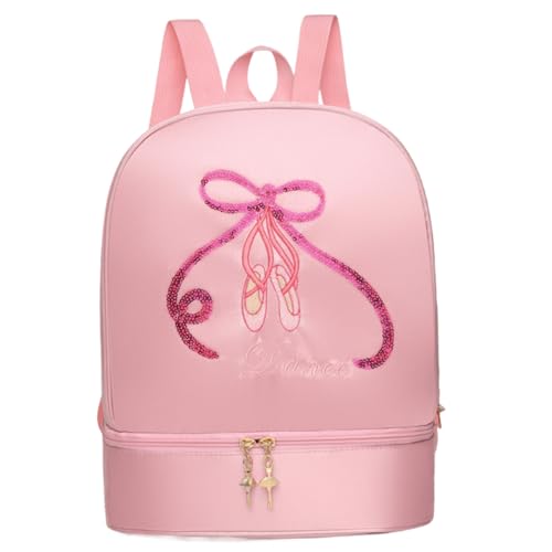 Tanzrucksack, Balletttaschen mit großer Kapazität und separatem Schuhfach, tragbare Ballerinatasche mit Griff oben und Riemen, Tanztasche mit Reißverschluss für Mädchen 3–12 Ballerinatasche Tanzt von HoveeLuty