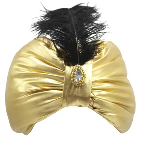 Turban für Männer und Frauen, indischer Sultan-Arabischer Plissierter Satin-Kopfwickel, Turban-Kopfwickel für Damen und Herren für Kostüme arabische Themenpartys, für Herren, Tur von HoveeLuty