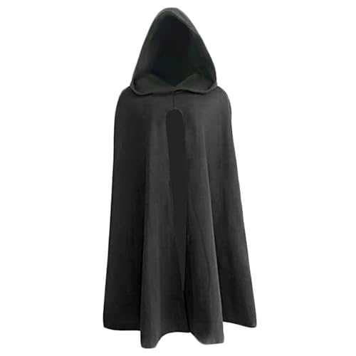 Umhang mit Kapuze für Herren, Renaissance-Umhang, 101 cm lang, schwarzer Polyester-Kapuzenumhang, weicher, atmungsaktiver Pullover, Retro-Mittelalter- für Halloween, Hobbit, Wikinger, Cospla Umhang mit Kapuze für Herren, Renaissance-Umhang, 101 cm lang, schwarzer Polyester-Kapuzenumhang, weicher, atmungsaktiver Pullover, Retro-Mittelalter- für Halloween, Hobbit, Wikinger, Cospla von HoveeLuty