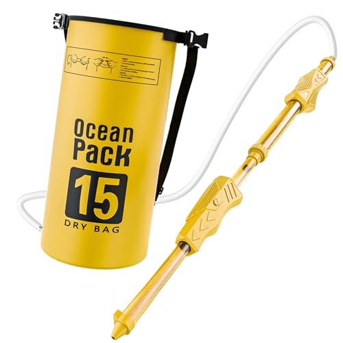 Wasserpistole für Kinder Langstreckenspray -Wasserpistole mit Rucksacktank (15 l) gelbe Farbe PVC Sommerspielzeug für Strand, Pool, Innenhof, Outdoor -Pistole mit Rucksacktank von HoveeLuty
