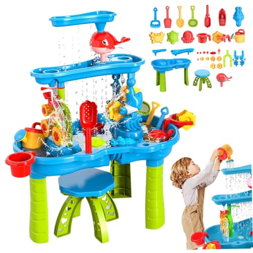 Wassertisch für Kinder, 1 Set, 3-stufiger, geräumiger Sensoriktisch, bunter Sandtisch, interaktives Eltern-Kind-Entwicklungs-Kühlwasserspielzeug für den Strand im Freien, Kinder-Wassertisch, Sand Wassertisch für Kinder, 1 Set, 3-stufiger, geräumiger Sensoriktisch, bunter Sandtisch, interaktives Eltern-Kind-Entwicklungs-Kühlwasserspielzeug für den Strand im Freien, Kinder-Wassertisch, Sand von HoveeLuty