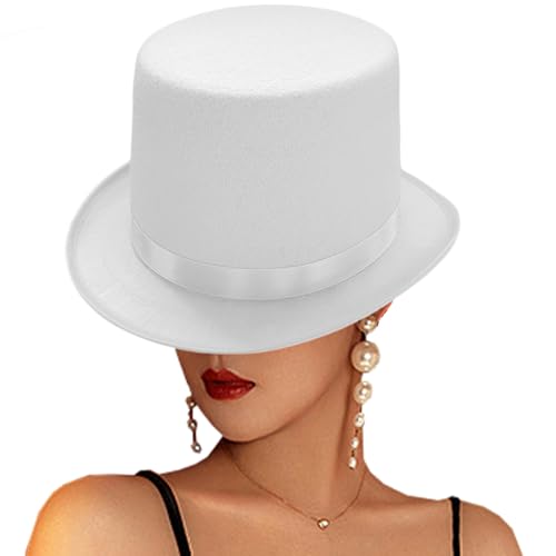 Zylinder für Männer und Frauen, klassischer viktorianischer weißer Zylinder aus Polyester, hautfreundlicher britischer Retro-Zylinder für Halloween, Cosplay, Leistung, Halloween-Hut, weißer Zylinder, Zylinder für Männer und Frauen, klassischer viktorianischer weißer Zylinder aus Polyester, hautfreundlicher britischer Retro-Zylinder für Halloween, Cosplay, Leistung, Halloween-Hut, weißer Zylinder, von HoveeLuty