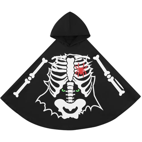 Hovershoes Geisterkostüm für Kinder, Jungen, Mädchen, Unisex, Halloween-Kostüm, Skelett-Umhang, leuchtet im Dunkeln, Umhang mit Kapuze, Poncho, Kinder-Party-Cosplay-Outfit Hovershoes Geisterkostüm für Kinder, Jungen, Mädchen, Unisex, Halloween-Kostüm, Skelett-Umhang, leuchtet im Dunkeln, Umhang mit Kapuze, Poncho, Kinder-Party-Cosplay-Outfit von Hovershoes