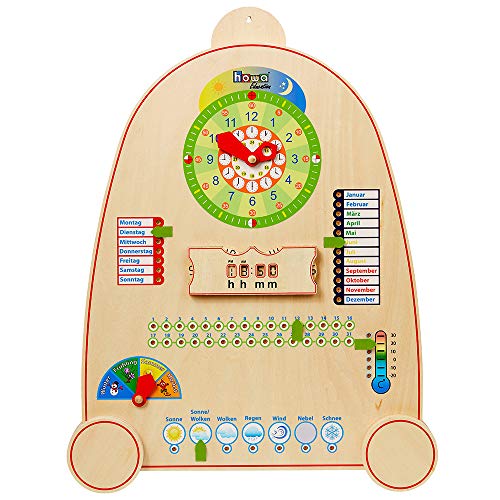 howa Lernuhr mit Kalender, Jahreszeiten und Wetter aus Holz für Kinder 7500 von howa