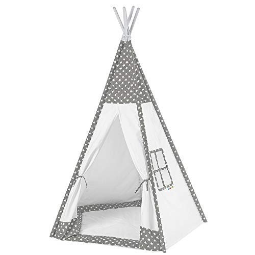 howa Tipi Zelt für Kinder Sterne grau/weiß incl. Bodenmatte, 185 hoch 8512 von howa