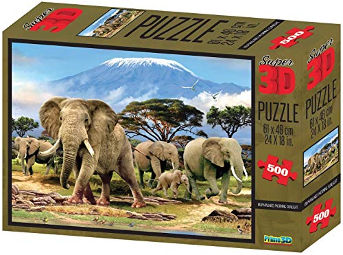 Howard Robinson Elefantenfamilie Kilimanjaro Morgen Sonnenlicht 500 Stück 3D Puzzle von Howard Robinson