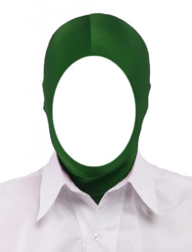 Howriis Herren und Damen Spandex Offenes Gesicht Zentai Stretch Kapuze Maske für Halloween Cosplay Kostüm Zubehör (Deep Green, One Size) von Howriis