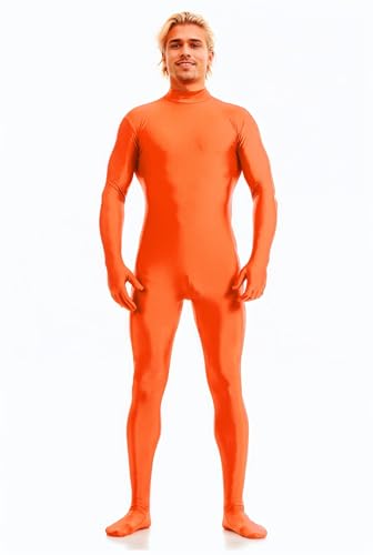 Howriis Spandex Zentai Ganzkörperanzug mit Reißverschluss, ohne Kapuze, Hellorange, Größe M von Howriis