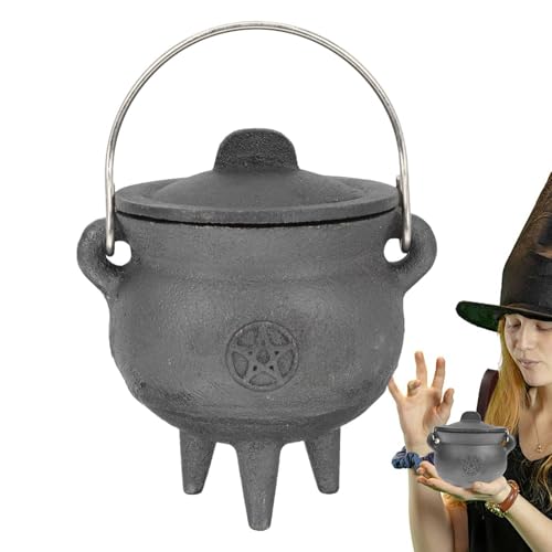 Hozaenwa Hexenkessel,Großer Hexenkessel-Eimer mit Deckel und Griff | Schwarzer Kesselkessel, Halloween-Süßigkeitsschüssel, Hexenkessel, Eimer für Zauberer, Dekoration, Requisite von Hozaenwa