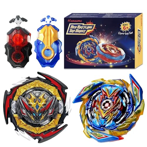 Hozuumo Bey Battling Tops Brust Turbo Starter Set, 4D Metall Fusion Kampfkreisel, Bey Arena Blade Spinning Tops mit Launcher, Geschenk-Sets für Kinder,1-9 von Hozuumo